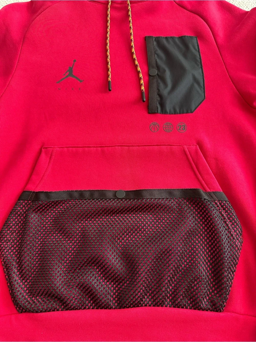 Jordan Red Fleece with Black Label and White Trim